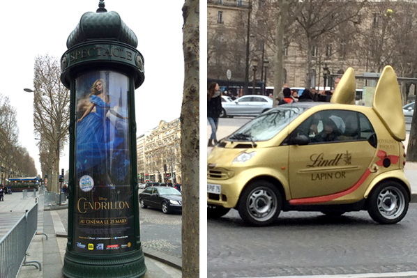 Movie Poster Kiosk & Chocolate Bunny Car - Paris